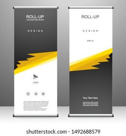 Roll up banner vertical template design, for brochure, business, flyer, infographics. modern x-banner and flag-banner advertising. vector illustration
