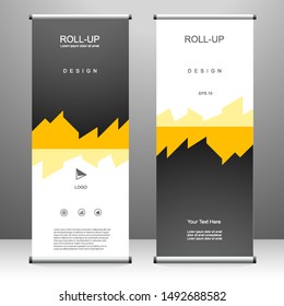 Roll up banner vertical template design, for brochure, business, flyer, infographics. modern x-banner and flag-banner advertising. vector illustration