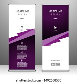 Roll up banner vertical template design, for brochure, business, flyer, infographics. modern x-banner and flag-banner advertising. vector illustration