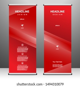 Roll up banner vertical template design, for brochure, business, flyer, infographics. modern x-banner and flag-banner advertising. vector illustration