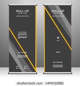 Roll up banner vertical template design, for brochure, business, flyer, infographics. modern x-banner and flag-banner advertising. vector illustration