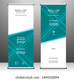 Roll up banner vertical template design, for brochure, business, flyer, infographics. modern x-banner and flag-banner advertising. vector illustration