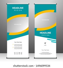 Roll up banner vertical template design, for brochure, business, flyer, infographics. modern x-banner and flag-banner advertising. vector illustration