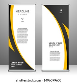 Roll up banner vertical template design, for brochure, business, flyer, infographics. modern x-banner and flag-banner advertising. vector illustration
