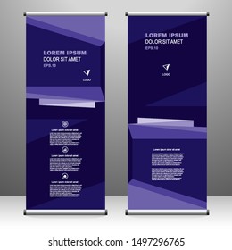 Roll up banner vertical template design, for brochure, business, flyer, infographics. modern x-banner and flag-banner advertising. vector illustration