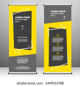 Roll up banner vertical template design, for brochure, business, flyer, infographics. modern x-banner and flag-banner advertising. vector illustration
