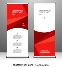Roll up banner vertical template design, for brochure, business, flyer, infographics. modern x-banner and flag-banner advertising. vector illustration