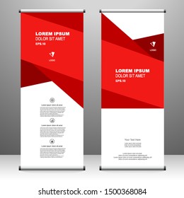 Roll up banner vertical template design, for brochure, business, flyer, infographics. modern x-banner and flag-banner advertising. vector illustration