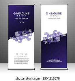 Roll up banner vertical template design, for brochure, business, flyer, infographics. modern x-banner and flag-banner advertising. vector illustration