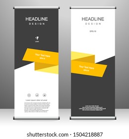 Roll up banner vertical template design, for brochure, business, flyer, infographics. modern x-banner and flag-banner advertising. vector illustration