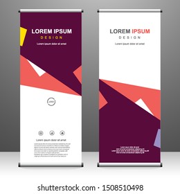 Roll up banner vertical template design, abstract geometric background. for brochure, business, flyer, infographics. modern x-banner and flag-banner advertising. vector illustration