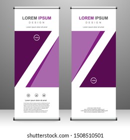 Roll up banner vertical template design, abstract geometric background. for brochure, business, flyer, infographics. modern x-banner and flag-banner advertising. vector illustration