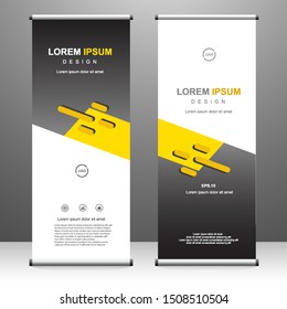 Roll up banner vertical template design, abstract geometric background. for brochure, business, flyer, infographics. modern x-banner and flag-banner advertising. vector illustration