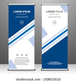 Roll up banner vertical template design, abstract geometric background. for brochure, business, flyer, infographics. modern x-banner and flag-banner advertising. vector illustration