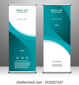 Roll up banner vertical template design, for brochure, business, flyer, infographics. modern x-banner and flag-banner advertising. vector illustration