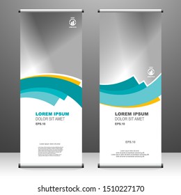 Roll up banner vertical template design, for brochure, business, flyer, infographics. modern x-banner and flag-banner advertising. vector illustration