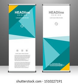 Roll up banner vertical template design, for brochure, business, flyer, infographics. modern x-banner and flag-banner advertising. vector illustration