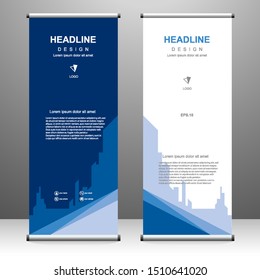 Roll up banner vertical template design, for brochure, business, flyer, infographics. modern x-banner and flag-banner advertising. vector illustration