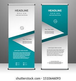 Roll up banner vertical template design, for brochure, business, flyer, infographics. modern x-banner and flag-banner advertising. vector illustration