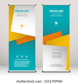 Roll up banner vertical template design, for brochure, business, flyer, infographics. modern x-banner and flag-banner advertising. vector illustration