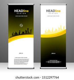 Roll up banner vertical template design, for brochure, business, flyer, infographics. modern x-banner and flag-banner advertising. vector illustration