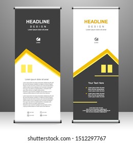 Roll up banner vertical template design, for brochure, business, flyer, infographics. modern x-banner and flag-banner advertising. vector illustration