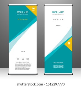 Roll up banner vertical template design, for brochure, business, flyer, infographics. modern x-banner and flag-banner advertising. vector illustration