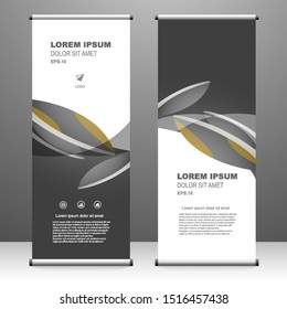 Roll up banner vertical template design, for brochure, business, flyer, infographics. modern x-banner and flag-banner advertising. vector illustration