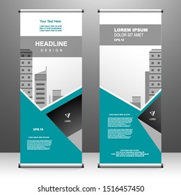 Roll up banner vertical template design, for brochure, business, flyer, infographics. modern x-banner and flag-banner advertising. vector illustration