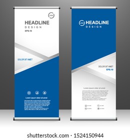 Roll up banner vertical template design, for brochure, business, flyer, infographics. modern x-banner and flag-banner advertising. vector illustration