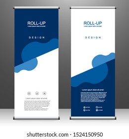Roll up banner vertical template design, for brochure, business, flyer, infographics. modern x-banner and flag-banner advertising. vector illustration