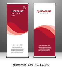 Roll up banner vertical template design, for brochure, business, flyer, infographics. modern x-banner and flag-banner advertising. vector illustration