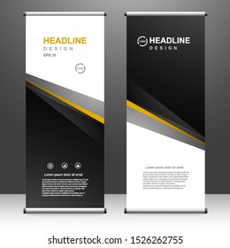 Roll up banner vertical template design, for brochure, business, flyer, infographics. modern x-banner and flag-banner advertising. vector illustration