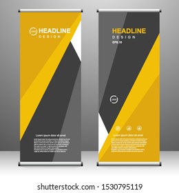 Roll up banner vertical template design, for brochure, business, flyer, infographics. modern x-banner and flag-banner advertising. vector illustration