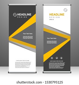 Roll up banner vertical template design, for brochure, business, flyer, infographics. modern x-banner and flag-banner advertising. vector illustration