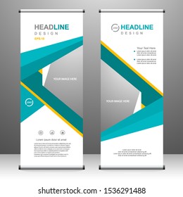 Roll up banner vertical template design, for brochure, business, flyer, infographics. modern x-banner and flag-banner advertising. vector illustration