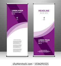 Roll up banner vertical template design, for brochure, business, flyer, infographics. modern x-banner and flag-banner advertising. vector illustration
