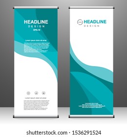 Roll up banner vertical template design, for brochure, business, flyer, infographics. modern x-banner and flag-banner advertising. vector illustration