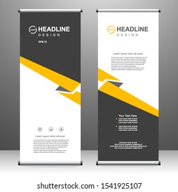 Roll up banner vertical template design, for brochure, business, flyer, infographics. modern x-banner and flag-banner advertising. vector illustration