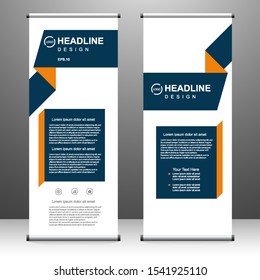 Roll up banner vertical template design, for brochure, business, flyer, infographics. modern x-banner and flag-banner advertising. vector illustration