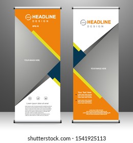 Roll up banner vertical template design, for brochure, business, flyer, infographics. modern x-banner and flag-banner advertising. vector illustration