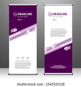 Roll up banner vertical template design, for brochure, business, flyer, infographics. modern x-banner and flag-banner advertising. vector illustration