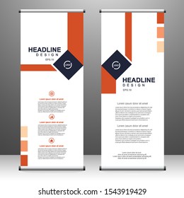 Roll up banner vertical template design, for brochure, business, flyer, infographics. modern x-banner and flag-banner advertising. vector illustration
