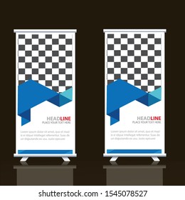 Roll up banner vertical template design, for brochure, business, flyer, infographics. modern x-banner and flag-banner advertising. vector illustration
