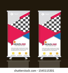 Roll up banner vertical template design, for brochure, business, flyer, infographics. modern x-banner and flag-banner advertising. vector illustration


