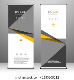 Roll up banner vertical template design, for brochure, business, flyer, infographics. modern x-banner and flag-banner advertising. vector illustration