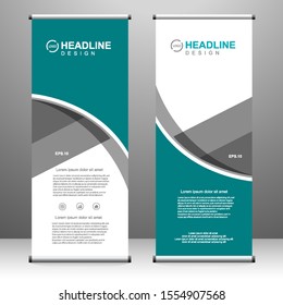 Roll up banner vertical template design, for brochure, business, flyer, infographics. modern x-banner and flag-banner advertising. vector illustration