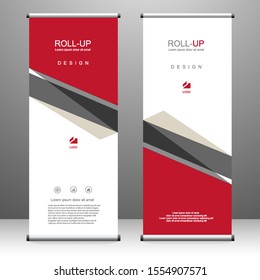 Roll up banner vertical template design, for brochure, business, flyer, infographics. modern x-banner and flag-banner advertising. vector illustration