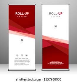 Roll up banner vertical template design, for brochure, business, flyer, infographics. modern x-banner and flag-banner advertising. vector illustration