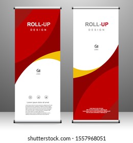 Roll up banner vertical template design, for brochure, business, flyer, infographics. modern x-banner and flag-banner advertising. vector illustration